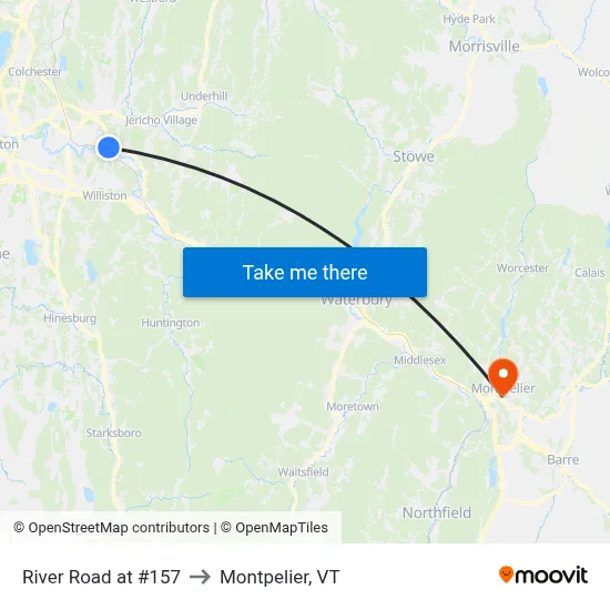 River Road at #157 to Montpelier, VT map