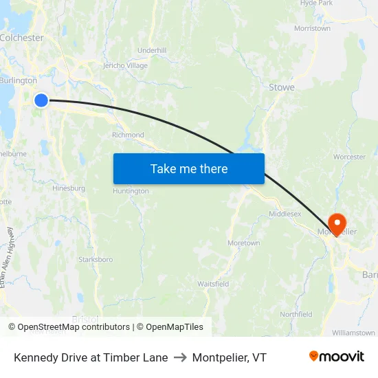 Kennedy Drive at Timber Lane to Montpelier, VT map