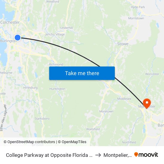 College Parkway at Opposite Florida Avenue to Montpelier, VT map