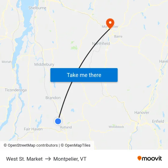 West St. Market to Montpelier, VT map