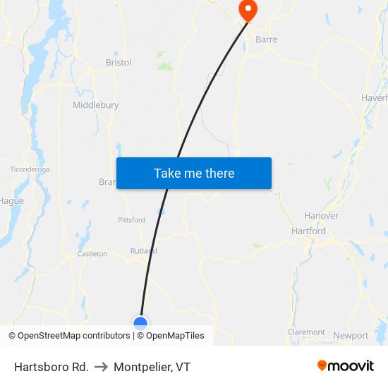 Hartsboro Rd. to Montpelier, VT map