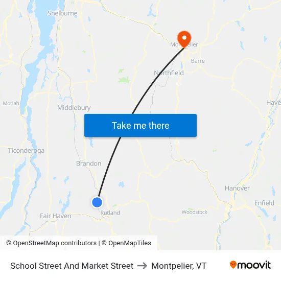 School Street And Market Street to Montpelier, VT map