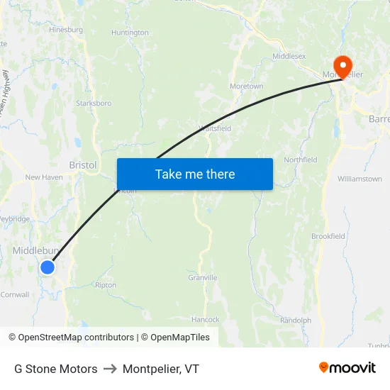 G Stone Motors to Montpelier, VT map