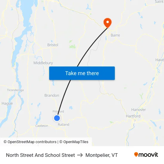 North Street And School Street to Montpelier, VT map