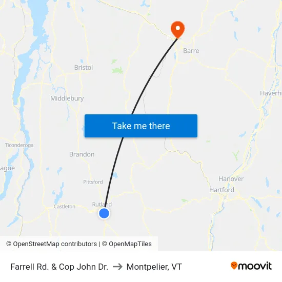 Farrell Rd. & Cop John Dr. to Montpelier, VT map