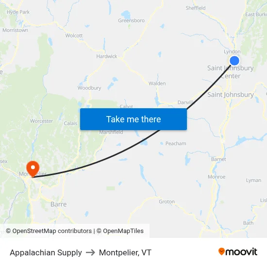 Appalachian Supply to Montpelier, VT map