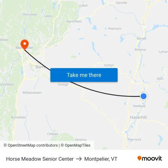Horse Meadow Senior Center to Montpelier, VT map