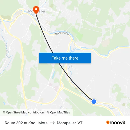 Route 302 at Knoll Motel to Montpelier, VT map