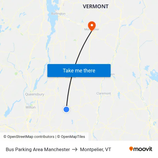 Bus Parking Area Manchester to Montpelier, VT map