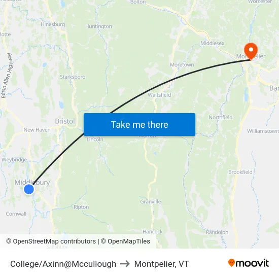 College/Axinn@Mccullough to Montpelier, VT map