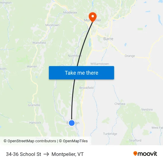 34-36 School St to Montpelier, VT map