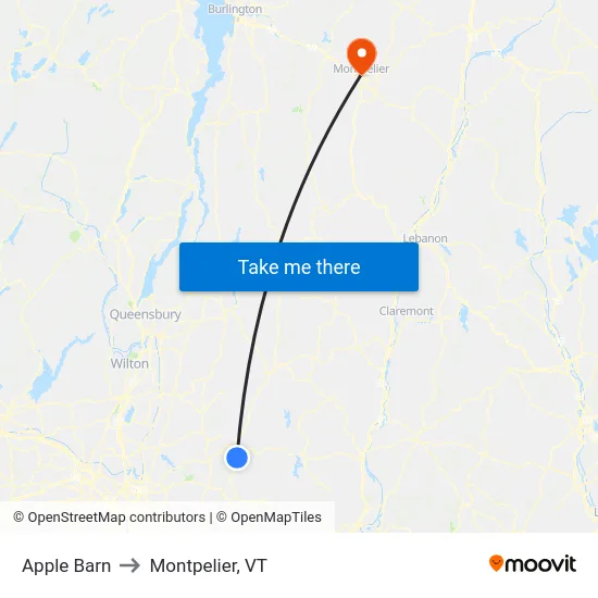Apple Barn to Montpelier, VT map