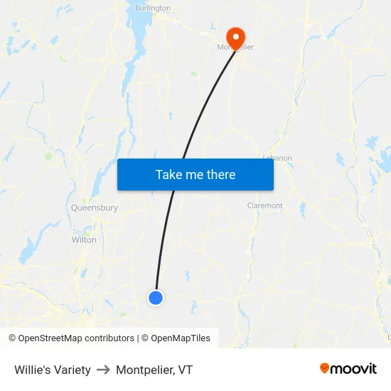 Willie's Variety to Montpelier, VT map
