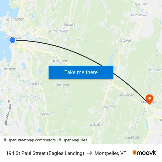 194 St Paul Street (Eagles Landing) to Montpelier, VT map
