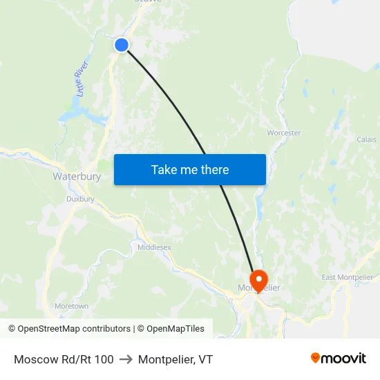 Moscow Rd/Rt 100 to Montpelier, VT map