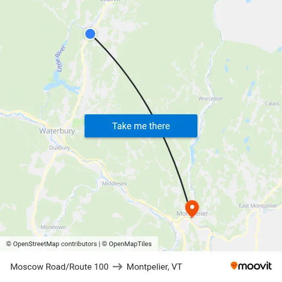 Moscow Road/Route 100 to Montpelier, VT map