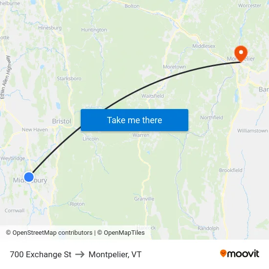 700 Exchange St to Montpelier, VT map