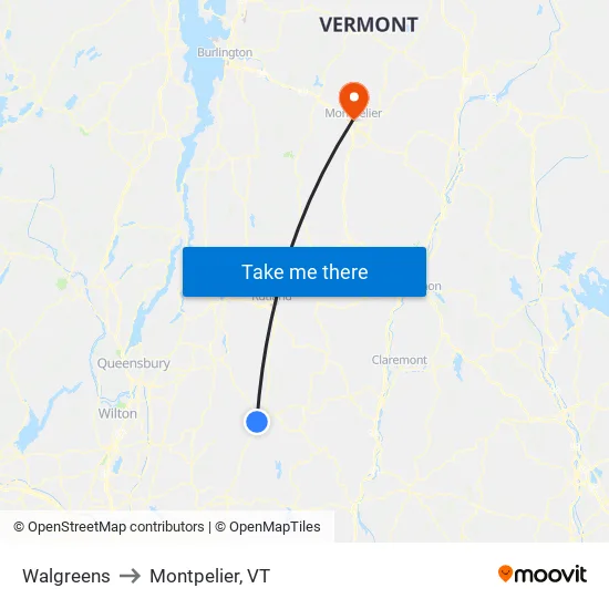 Walgreens to Montpelier, VT map
