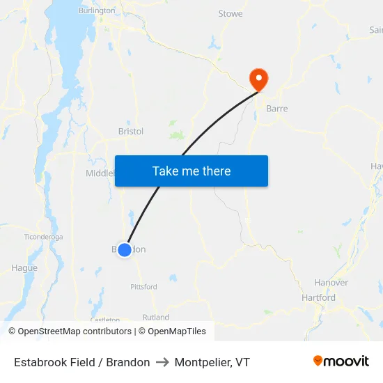 Estabrook Field / Brandon to Montpelier, VT map
