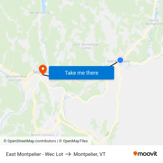 East Montpelier - Wec Lot to Montpelier, VT map