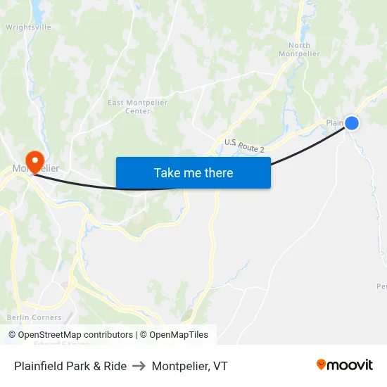 Plainfield Park & Ride to Montpelier, VT map