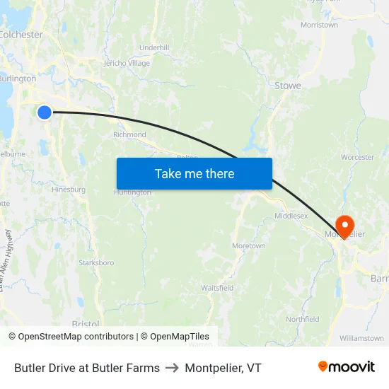 Butler Drive at Butler Farms to Montpelier, VT map