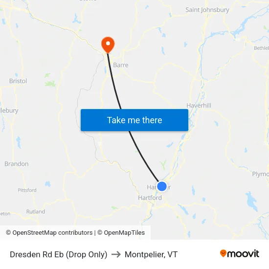 Dresden Rd Eb (Drop Only) to Montpelier, VT map