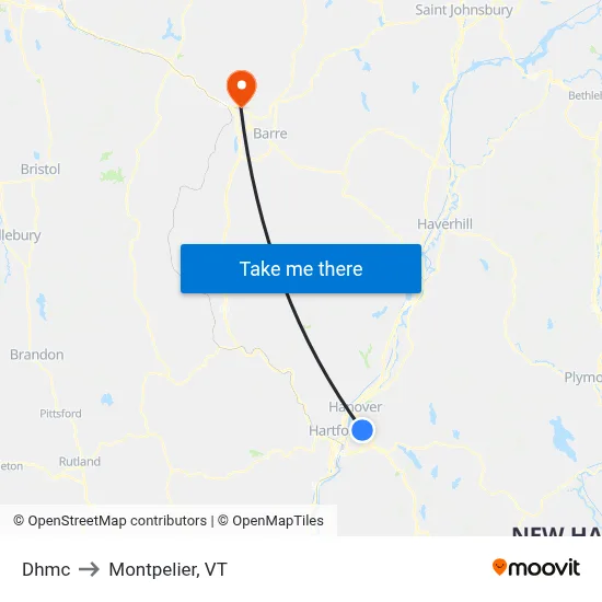 Dhmc to Montpelier, VT map