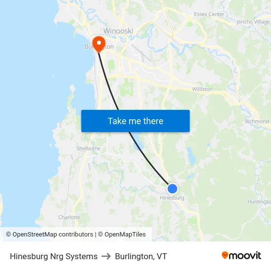 Hinesburg Nrg Systems to Burlington, VT map