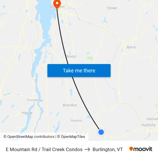 E Mountain Rd / Trail Creek Condos to Burlington, VT map