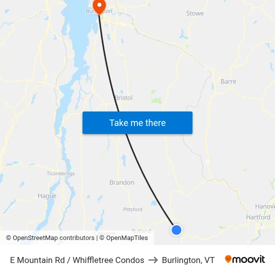 E Mountain Rd / Whiffletree Condos to Burlington, VT map