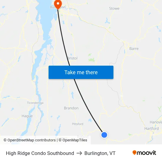 High Ridge Condo Southbound to Burlington, VT map
