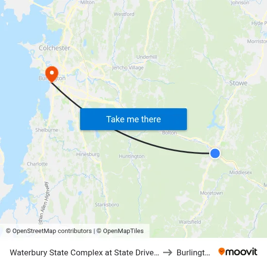Waterbury State Complex at State Drive South Entrance to Burlington, VT map