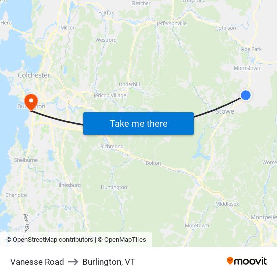 Vanesse Road to Burlington, VT map