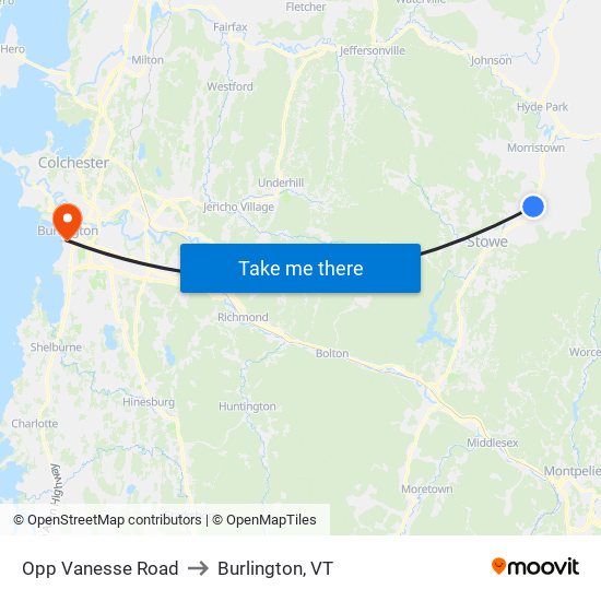 Opp Vanesse Road to Burlington, VT map