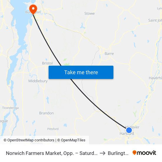 Norwich Farmers Market, Opp. – Saturdays, May-Oct Only to Burlington, VT map