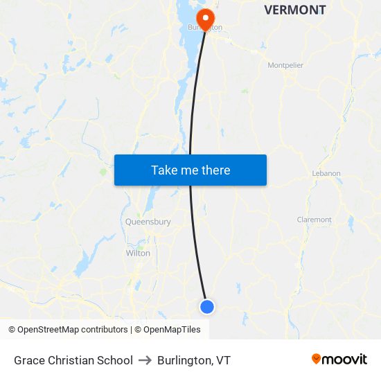 Grace Christian School to Burlington, VT map