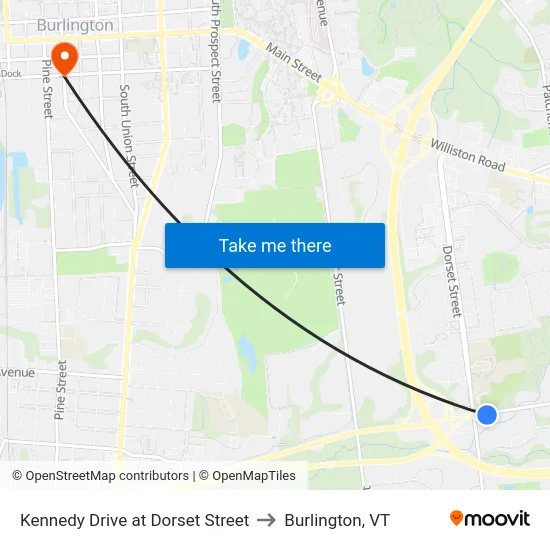 Kennedy Drive at Dorset Street to Burlington, VT map