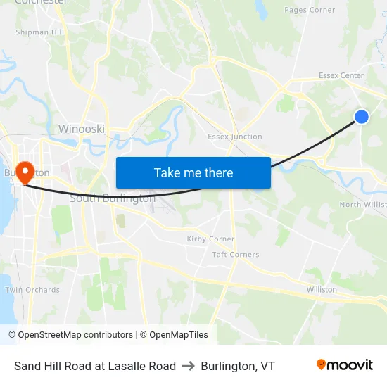 Sand Hill Road at Lasalle Road to Burlington, VT map