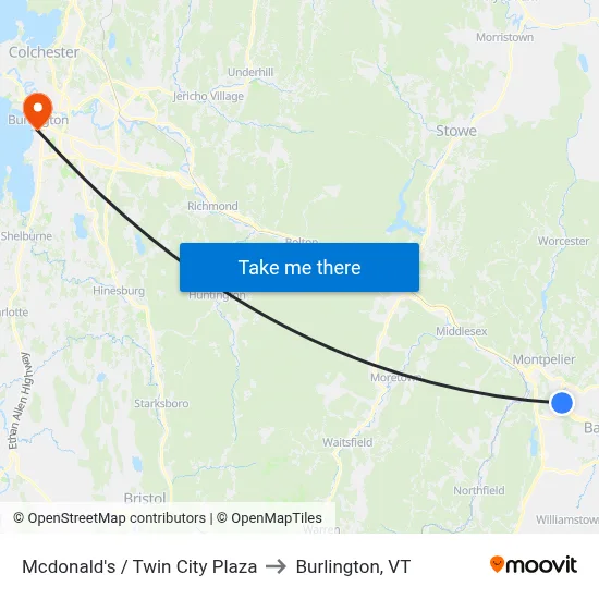 Mcdonald's / Twin City Plaza to Burlington, VT map