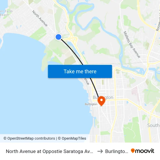North Avenue at Oppostie Saratoga Ave. (Elk's Lodge) to Burlington, VT map