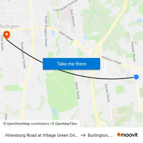 Hinesburg Road at Village Green Drive to Burlington, VT map