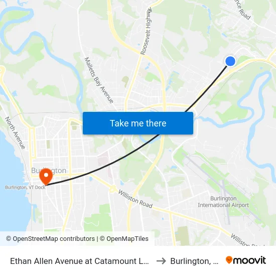 Ethan Allen Avenue at Catamount Lane to Burlington, VT map