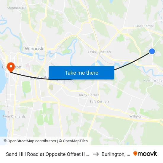 Sand Hill Road at Opposite Offset House to Burlington, VT map