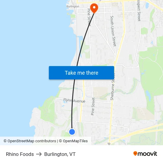 Rhino Foods to Burlington, VT map
