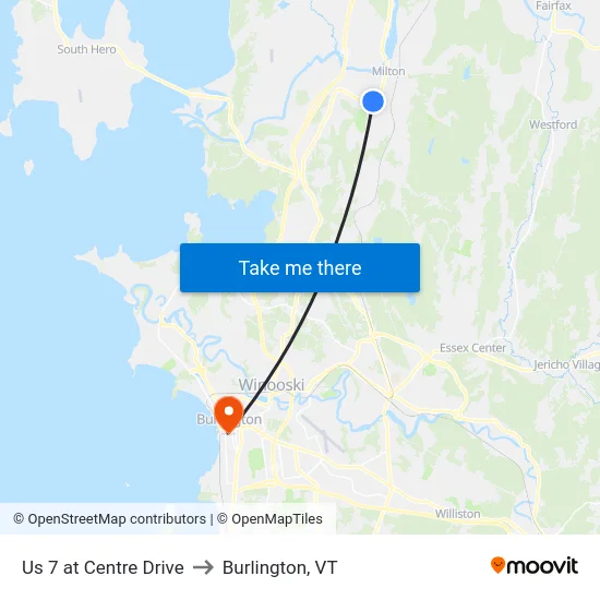 Us 7 at Centre Drive to Burlington, VT map