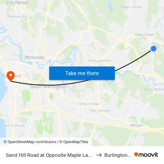 Sand Hill Road at Opposite Maple Lawn Drive to Burlington, VT map