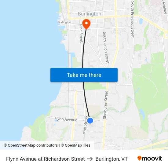 Flynn Avenue at Richardson Street to Burlington, VT map
