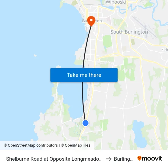 Shelburne Road at Opposite Longmeadow Drive (The Commons) to Burlington, VT map