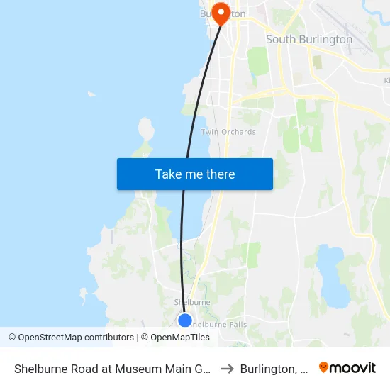 Shelburne Road at Museum Main Gate to Burlington, VT map